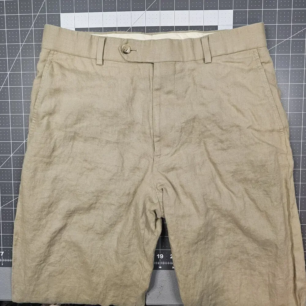 Brooks Brothers Linen Pants 30x28 Tan Khaki Straight Chinos Preppy Trousers Read